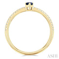 1/10 ctw Petite 5x3 MM Pear Cut Sapphire and Round Cut Diamond Precious Fashion Ring in 10K Yellow Gold