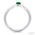 1/10 ctw Petite 4X3MM Pear Cut Emerald and Round Cut Diamond Precious Fashion Ring in 10K White Gold