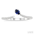1/10 ctw Petite 4X3 MM Oval Cut Sapphire and Round Cut Diamond Precious Fashion Ring in 10K White Gold