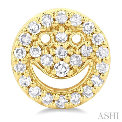 1/6 ctw Petite Smiley Round Cut Diamond Fashion Stud Earring in 10K Yellow Gold