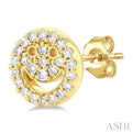 1/6 ctw Petite Smiley Round Cut Diamond Fashion Stud Earring in 10K Yellow Gold