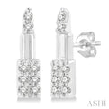 1/20 ctw Petite Lipstick Round Cut Diamond Fashion Stud Earring in 10K White Gold