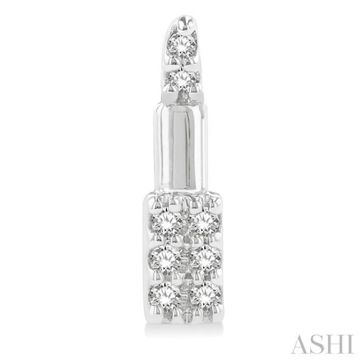 1/20 ctw Petite Lipstick Round Cut Diamond Fashion Stud Earring in 10K White Gold