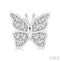 1/10 ctw Petite Butterfly Round Cut Diamond Fashion Stud Earring in 10K White Gold