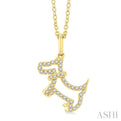 1/8 ctw Petite Playful Dog Round Cut Diamond Fashion Pendant With Chain in 10K Yellow Gold