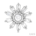 1/4 ctw Petite Wheel Baguette and Round Cut Diamond Fashion Stud Earring in 10K White Gold