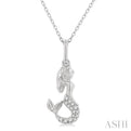 1/20 ctw Petite Mermaid Round Cut Diamond Fashion Pendant With Chain in 10K White Gold