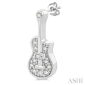 1/10 ctw Petite Guitar Round Cut Diamond Fashion Stud Earring in 10K White Gold