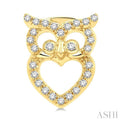 1/6 ctw Petite Owl Round Cut Diamond Fashion Stud Earring in 10K Yellow Gold