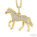 1/10 ctw Petite Horse Round Cut Diamond Fashion Pendant With Chain in 10K Yellow Gold