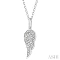 1/6 ctw Petite Angel Wing Round Cut Diamond Fashion Pendant With Chain in 10K White Gold