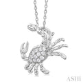 1/10 ctw Petite Crab Round Cut Diamond Fashion Pendant With Chain in 10K White Gold
