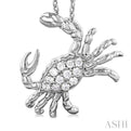 1/10 ctw Petite Crab Round Cut Diamond Fashion Pendant With Chain in 10K White Gold