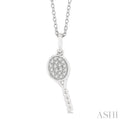 1/10 ctw Petite Tennis Racket Round Cut Diamond Fashion Pendant With Chain in 10K White Gold