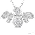 1/4 ctw Petite Bumble Bee Round Cut Diamond Fashion Pendant With Chain in 10K White Gold