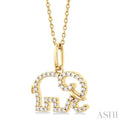 1/6 ctw Petite Tusked Elephant Frame Round Cut Diamond Fashion Pendant With Chain in 10K Yellow Gold
