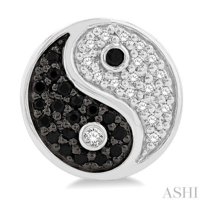 1/4 ctw Petite Tao Yin Yang Black and White Round Cut Diamond Fashion Stud Earring in 10K White Gold