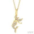 1/8 ctw Petite Sealife Mermaid Round Cut Diamond Fashion Pendant With Chain in 10K Yellow Gold