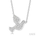 1/10 ctw Petite Dove Round Cut Diamond Fashion Pendant With Chain in 10K White Gold