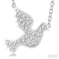 1/10 ctw Petite Dove Round Cut Diamond Fashion Pendant With Chain in 10K White Gold