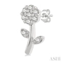 1/6 ctw Petite Floral Round Cut Diamond Fashion Stud Earring in 10K White Gold