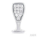 1/10 ctw Petite Champagne Glass Round Cut Diamond Fashion Stud Earring in 10K White Gold