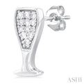 1/10 ctw Petite Champagne Glass Round Cut Diamond Fashion Stud Earring in 10K White Gold