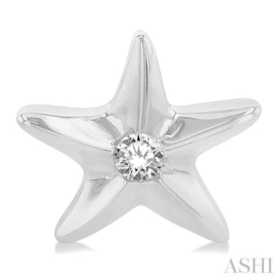 1/20 ctw Sealife Petite Starfish Round Cut Diamond Fashion Stud Earring in 10K White Gold