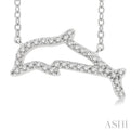 1/10 ctw Sealife Petite Dolphin Round Cut Diamond Fashion Pendant With Chain in 10K White Gold