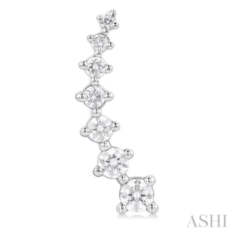 1 Ctw Round Cut Diamond Petite Fashion Climbers in 14K White Gold