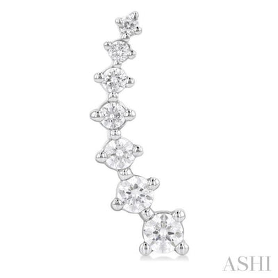 1 Ctw Round Cut Diamond Petite Fashion Climbers in 14K White Gold