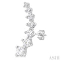 1 Ctw Round Cut Diamond Petite Fashion Climbers in 14K White Gold