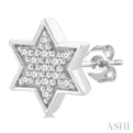 1/6 ctw Petite Star of David Round Cut Diamond Fashion Stud Earring in 10K White Gold