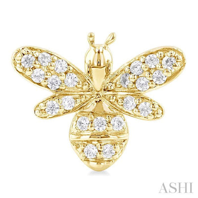 1/8 ctw Petite Bumble Bee Round Cut Diamond Fashion Stud Earring in 10K Yellow Gold