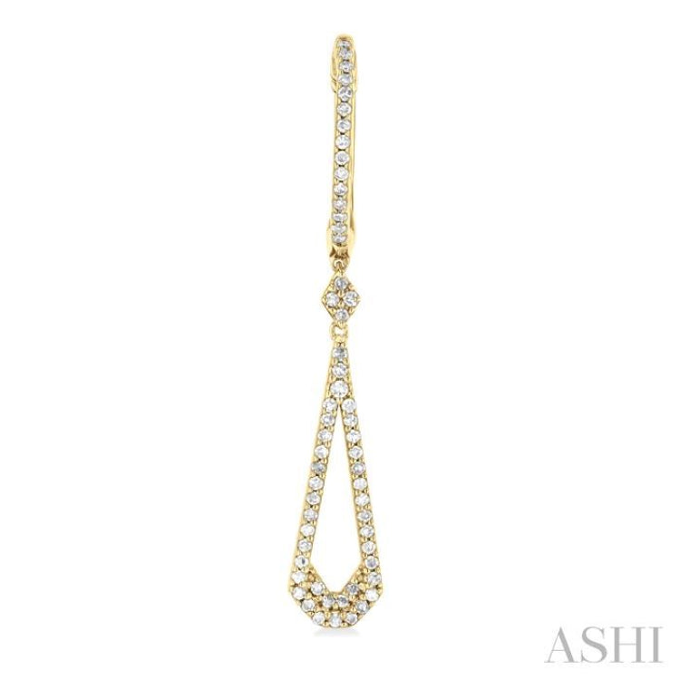 1/3 Ctw Tear Drop Round Cut Diamond Long Earring in 10K Yellow Gold