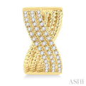 1/3 ctw Petite Wide Crisscross Rope and Round Cut Diamond Fashion Huggies in 14K Yellow Gold