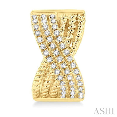 1/3 ctw Petite Wide Crisscross Rope and Round Cut Diamond Fashion Huggies in 14K Yellow Gold