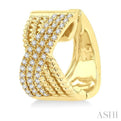 1/3 ctw Petite Wide Crisscross Rope and Round Cut Diamond Fashion Huggies in 14K Yellow Gold