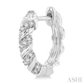 1/5 ctw Petite Swirl Round Cut Diamond Fashion Huggies in 10K White Gold