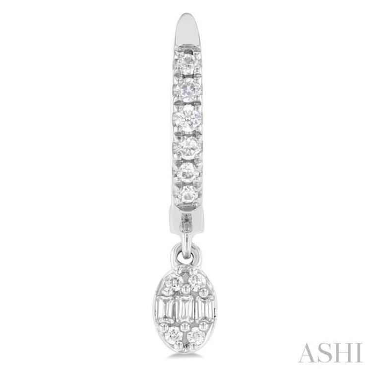 1/3 ctw Petite Oval Shape Fusion Diamond Fashion Huggies in 10K White Gold