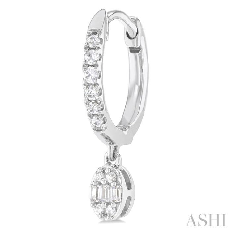 1/3 ctw Petite Oval Shape Fusion Diamond Fashion Huggies in 10K White Gold
