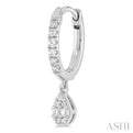 1/3 ctw Petite Pear Shape Fusion Diamond Fashion Huggies in 10K White Gold