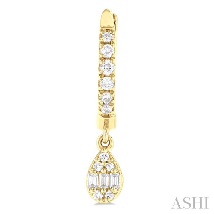 1/3 ctw Petite Pear Shape Fusion Diamond Fashion Huggies in 10K Yellow Gold