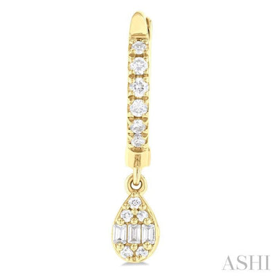 1/3 ctw Petite Pear Shape Fusion Diamond Fashion Huggies in 10K Yellow Gold