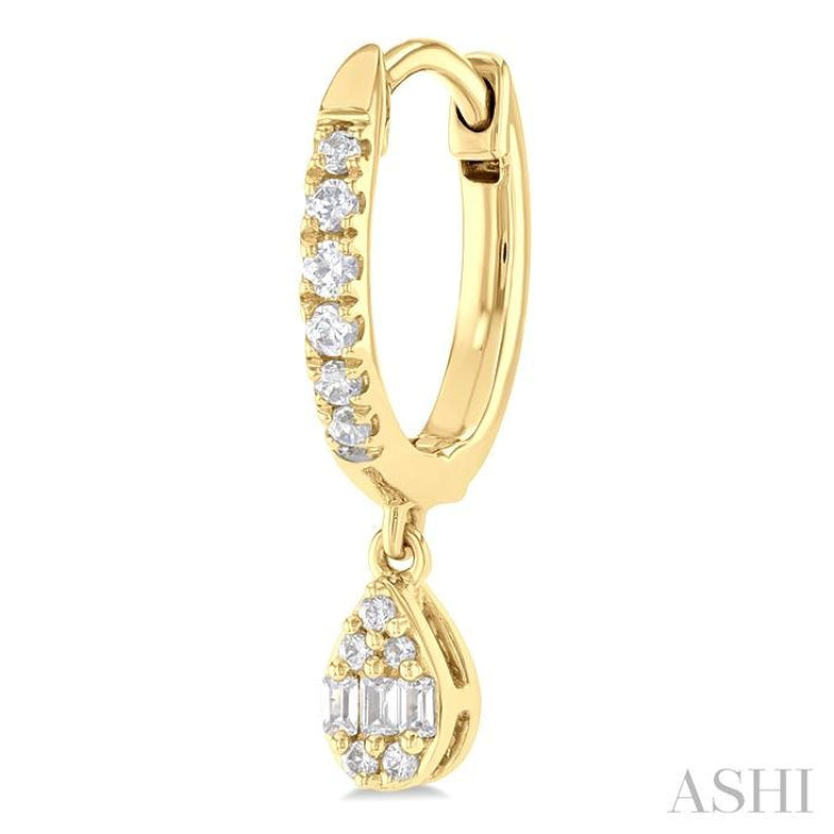 1/3 ctw Petite Pear Shape Fusion Diamond Fashion Huggies in 10K Yellow Gold