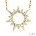 1/5 ctw Sunburst Round Cut Diamond Fashion Pendant With Chain in 10K Yellow Gold