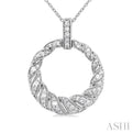 1/3 Ctw Art Deco Circle Round Cut Diamond Fashion Pendant With Chain in 10K White Gold