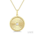 1/20 ctw Round Medallion Round Cut Diamond Pendant With Chain in 10K Yellow Gold