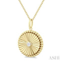 1/20 ctw Round Medallion Round Cut Diamond Pendant With Chain in 10K Yellow Gold