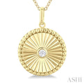 1/20 ctw Round Medallion Round Cut Diamond Pendant With Chain in 10K Yellow Gold